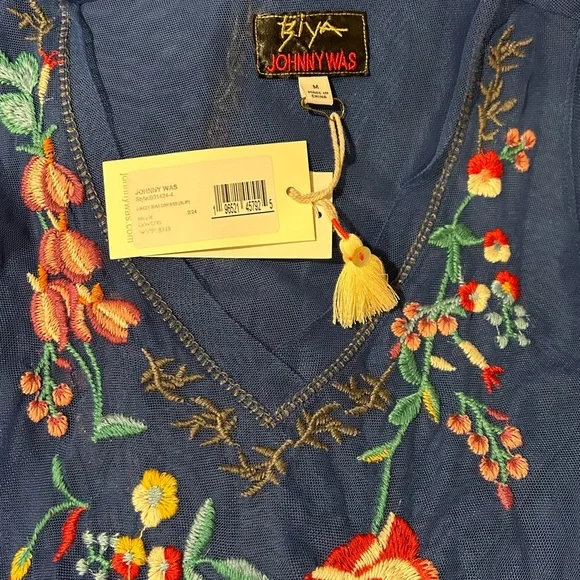 Johnny Was Johnny Was Mazzy Bias Slip Dress Blue Dream - Picture 9 of 16